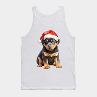 Rottweiler Dog in Santa Hat Tank Top